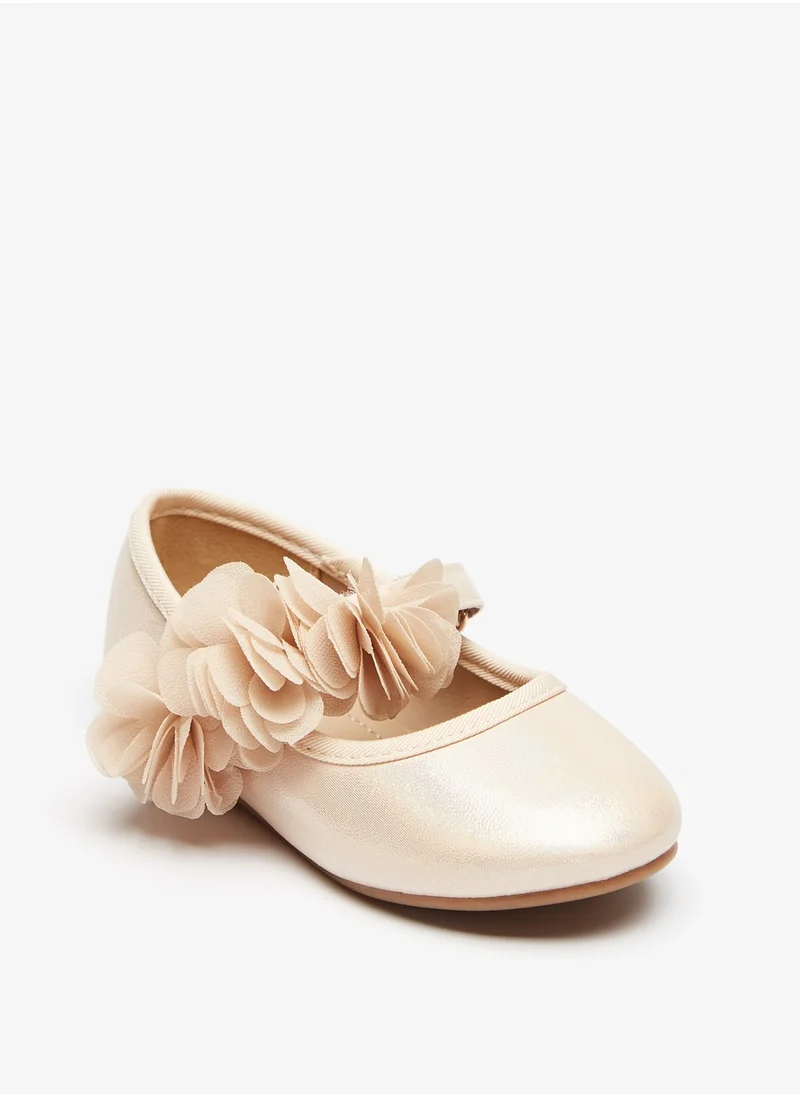 Flora Bella By Shoexpress Girls Textured Round Toe Ballerina Shoes with Hook and Loop Closure Ramadan Collection