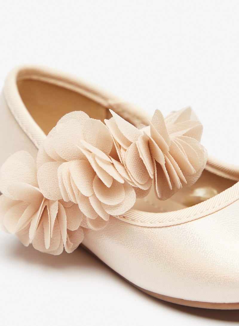 Girls Textured Round Toe Ballerina Shoes with Hook and Loop Closure Ramadan Collection