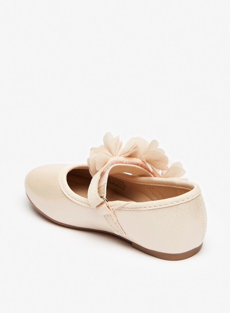 Girls Textured Round Toe Ballerina Shoes with Hook and Loop Closure Ramadan Collection