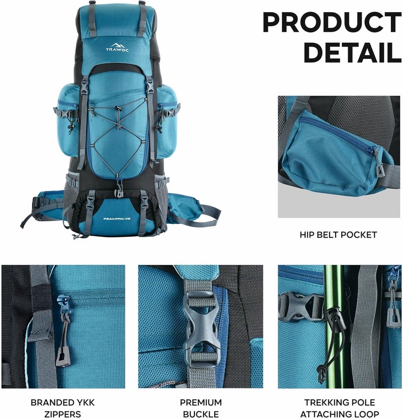 TRAWOC PEAKPRO 75L Travel Backpack - Image 3