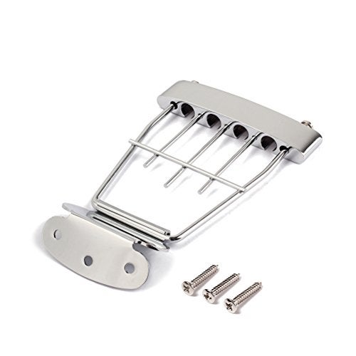 ULTNICE 4 String Guitar Tailpiece Bridge with Screws for Archtop Electric Bass Guitar 5.35 Inch Spacing Adjustable Plated Replacement Part - Image 4