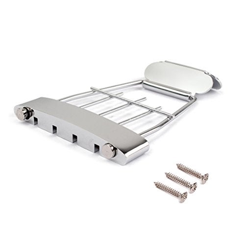 ULTNICE 4 String Guitar Tailpiece Bridge with Screws for Archtop Electric Bass Guitar 5.35 Inch Spacing Adjustable Plated Replacement Part - Image 5