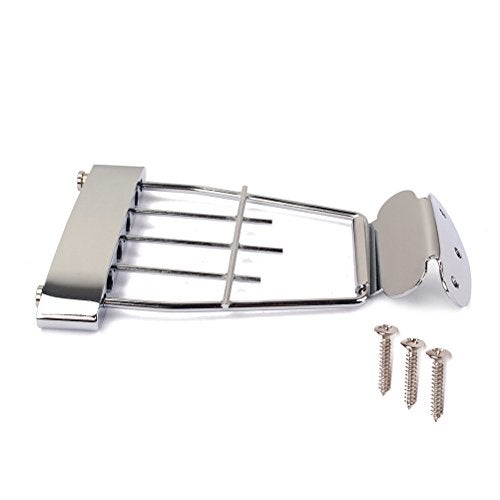 ULTNICE 4 String Guitar Tailpiece Bridge with Screws for Archtop Electric Bass Guitar 5.35 Inch Spacing Adjustable Plated Replacement Part - Image 2