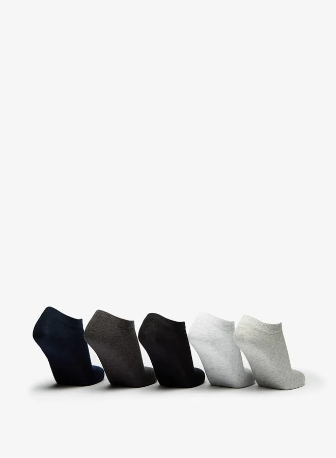 DUCHINI Men's Solid Ankle Length Socks - Set of 5