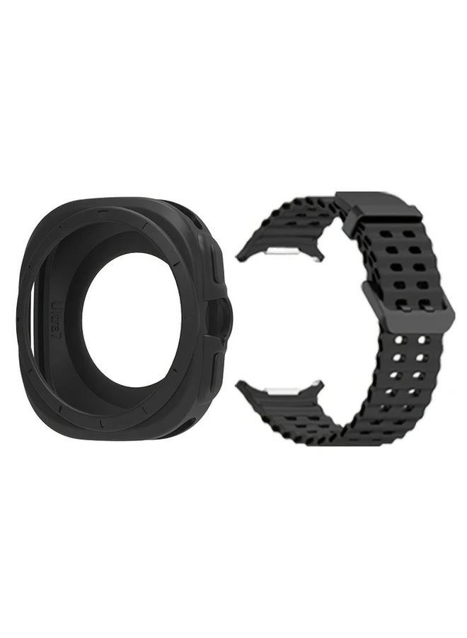 حزام سيليكون أبيض لساعة Galaxy Watch Ultra مقاس 47 مم، قابل للتعديل، شبكي ناعم، مريح، مشبك متين. - Image 3