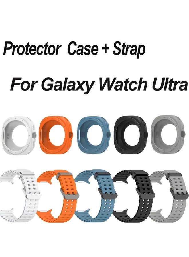 حزام سيليكون أبيض لساعة Galaxy Watch Ultra مقاس 47 مم، قابل للتعديل، شبكي ناعم، مريح، مشبك متين. - Image 1