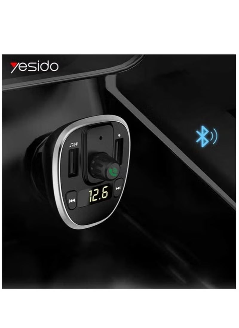 Yesido Premium Car Charger with FM Transmitter & Digital Display Y39 – Dual USB Fast Charging, Bluetooth Connectivity, Hands-Free Calling, RGB Backlit Light, Car Battery Voltage Monitor, Hi-Fi Music Playback – Compatible with iPhone, Android & More  - Image 2