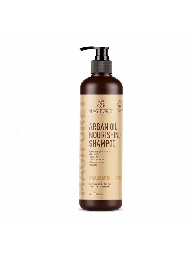 MagiForet Organic Moroccan Argan-Oil Shampoo - MagiForet Moisturizing, Volumizing Sulfate Free Shampoo for Women, Men and Teens - Used for Dry Damaged Colored and all Hair Types, Anti-Aging Hair Care, 16.9 oz - Image 1
