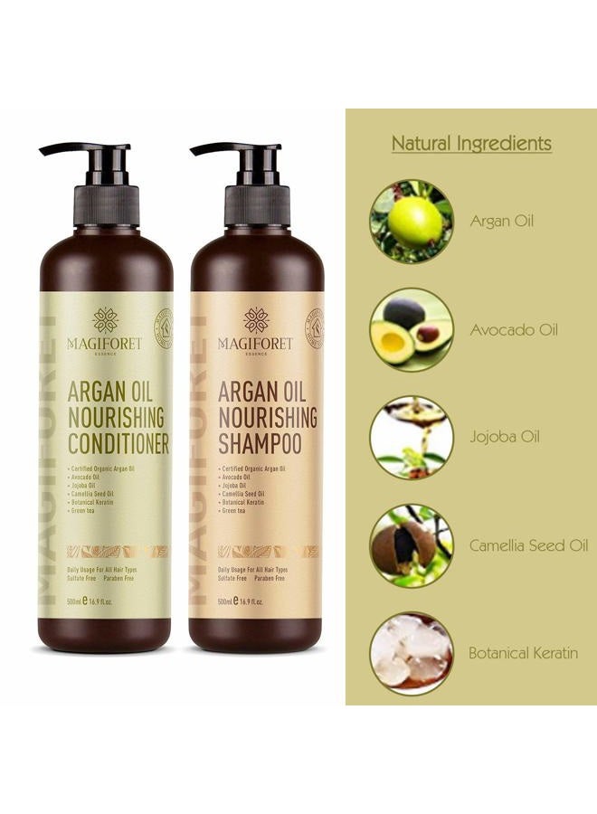 MagiForet Organic Moroccan Argan-Oil Shampoo - MagiForet Moisturizing, Volumizing Sulfate Free Shampoo for Women, Men and Teens - Used for Dry Damaged Colored and all Hair Types, Anti-Aging Hair Care, 16.9 oz - Image 2