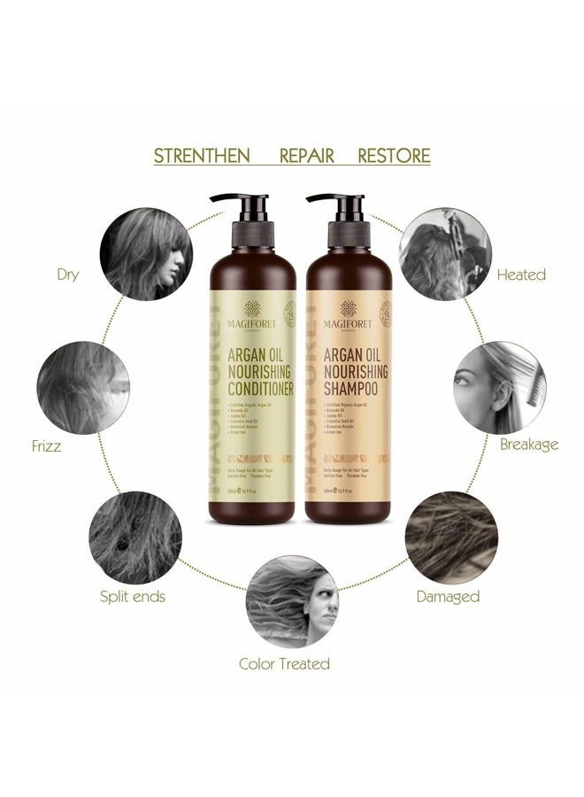 MagiForet Organic Moroccan Argan-Oil Shampoo - MagiForet Moisturizing, Volumizing Sulfate Free Shampoo for Women, Men and Teens - Used for Dry Damaged Colored and all Hair Types, Anti-Aging Hair Care, 16.9 oz - Image 4