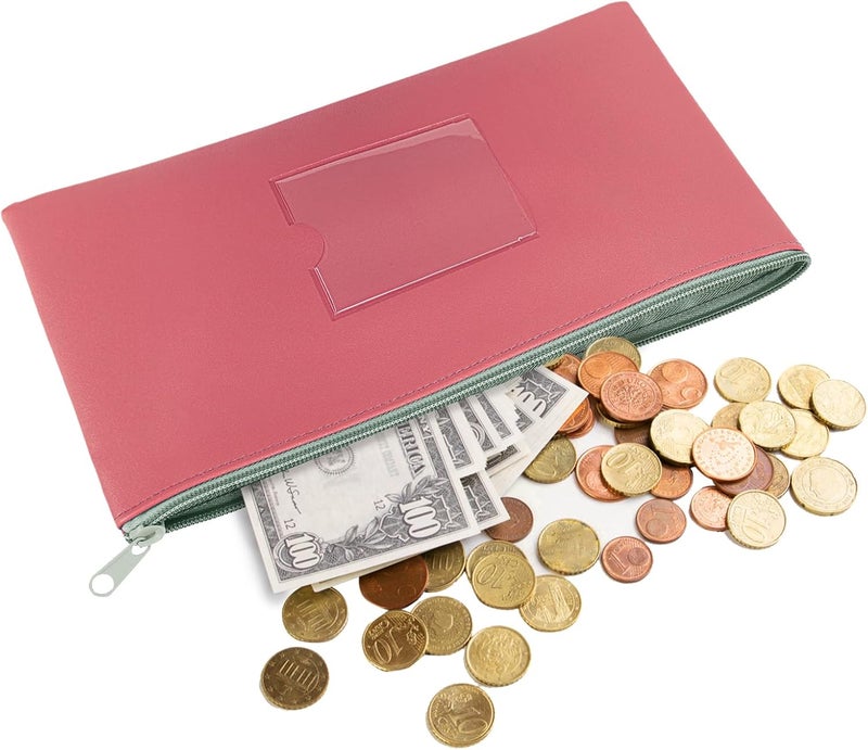 Sinzip 4 Pack Bank Deposit Money Wallet, Heavy Duty Leatherette Security Zipper Wallet with Clear Window, Coin Bag, Cash Bag, Tool Pouch, Assorted Colors - Image 2
