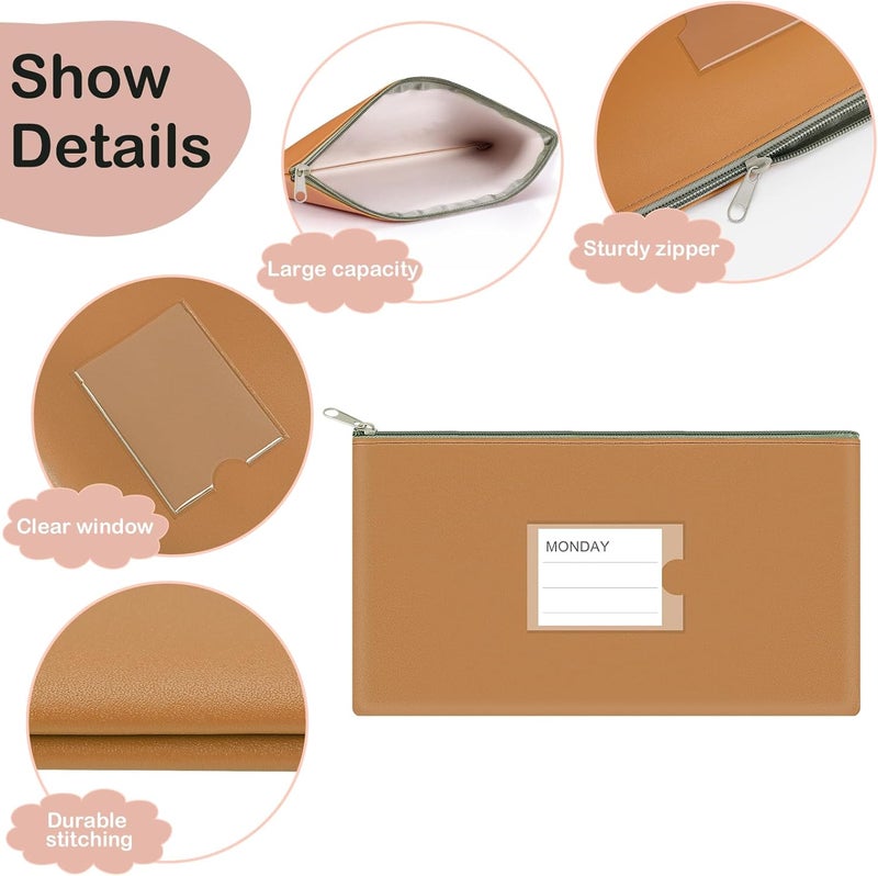 Sinzip 4 Pack Bank Deposit Money Wallet, Heavy Duty Leatherette Security Zipper Wallet with Clear Window, Coin Bag, Cash Bag, Tool Pouch, Assorted Colors - Image 4