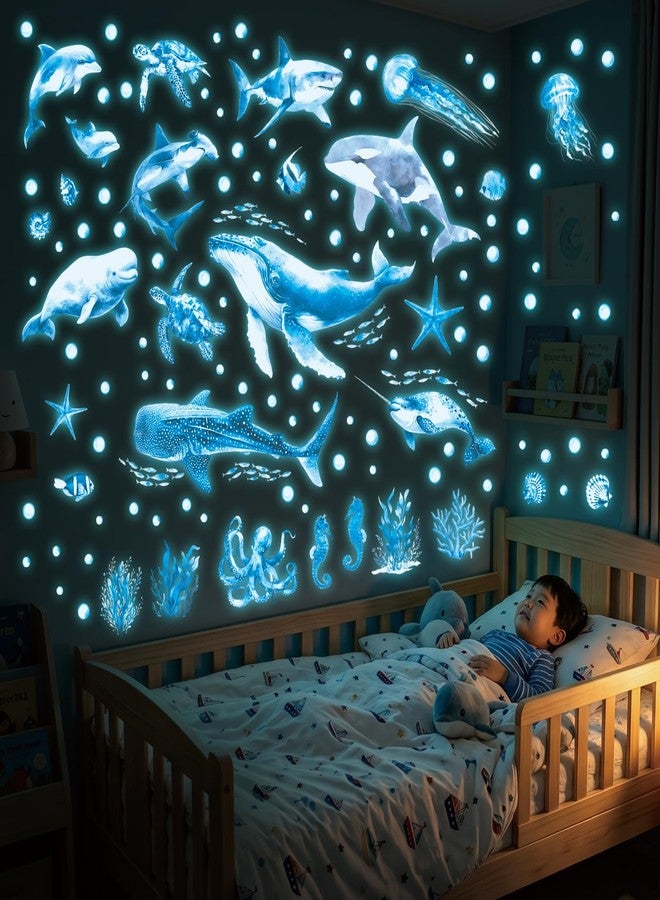 DECOWALL Glow in the Dark Ocean Animals Wall Stickers – Whale, Shark, Dolphin and Octopus Sea Life Glow Wall Decals for Kids Bedroom Nursery Playroom Decor (GDS4-7003) - Image 4