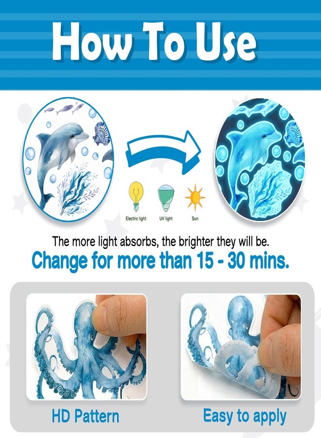 DECOWALL Glow in the Dark Ocean Animals Wall Stickers – Whale, Shark, Dolphin and Octopus Sea Life Glow Wall Decals for Kids Bedroom Nursery Playroom Decor (GDS4-7003) - Image 5