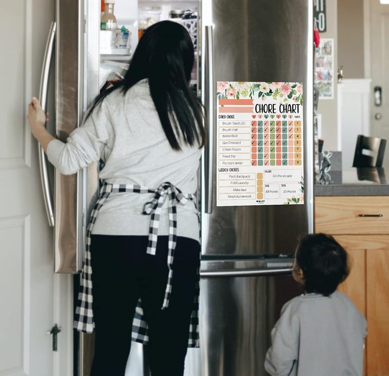 Inkdotpot Magnetic Dry Erase Weekly/Daily Chore Chart Schedule Board for Kids Chores Reward Chart,Good Behavior Chart Blank Magnetic List with 2 Dry Erase Markers (Florals) - Image 2