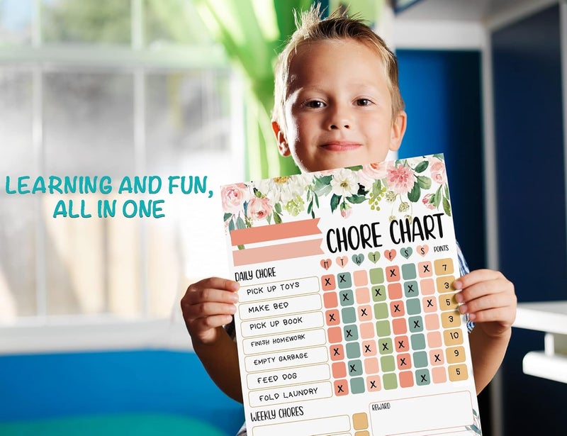 Inkdotpot Magnetic Dry Erase Weekly/Daily Chore Chart Schedule Board for Kids Chores Reward Chart,Good Behavior Chart Blank Magnetic List with 2 Dry Erase Markers (Florals) - Image 5