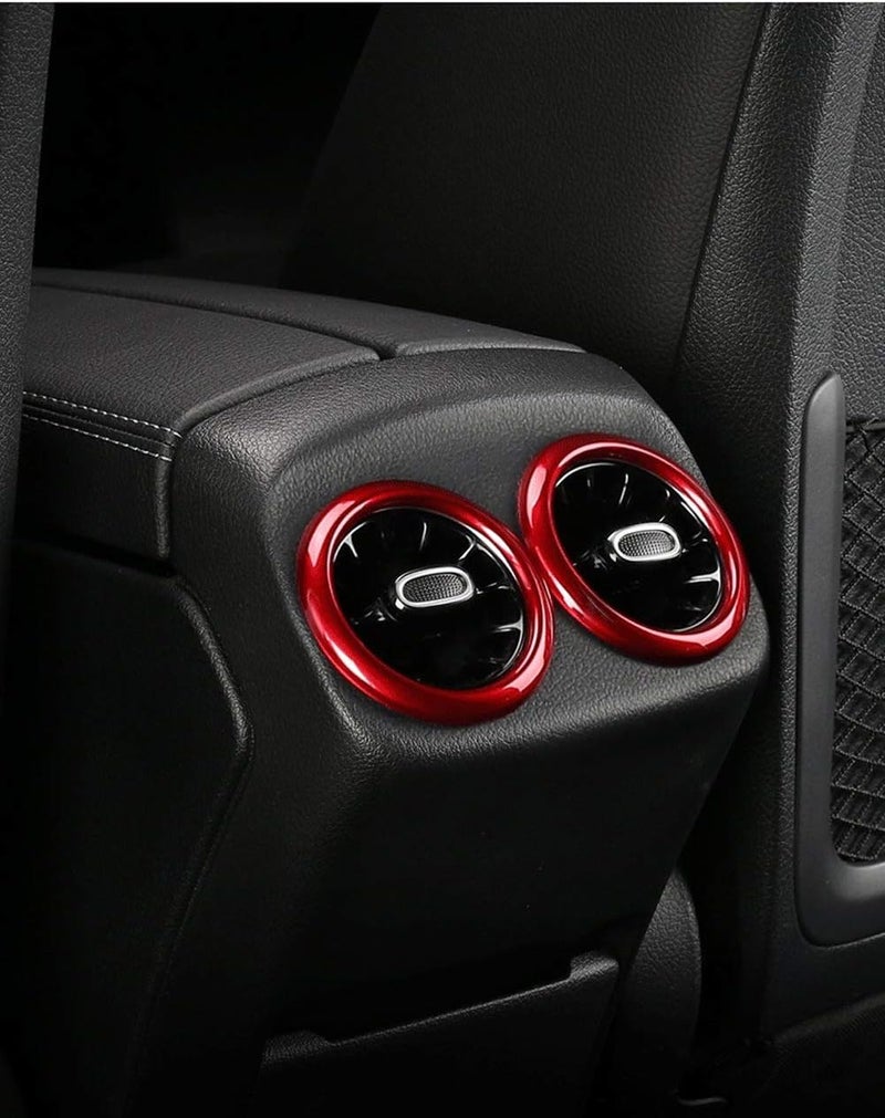 QASULER Red AC Air Vent Ring Trim for Mercedes-Benz CLA250 - Image 4