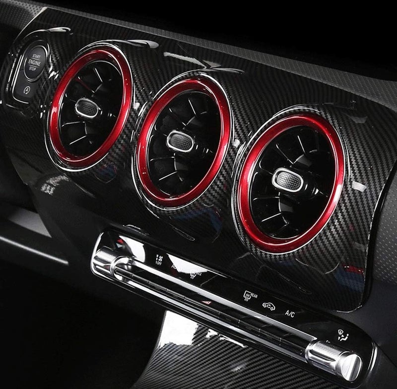QASULER Red AC Air Vent Ring Trim for Mercedes-Benz CLA250 - Image 2