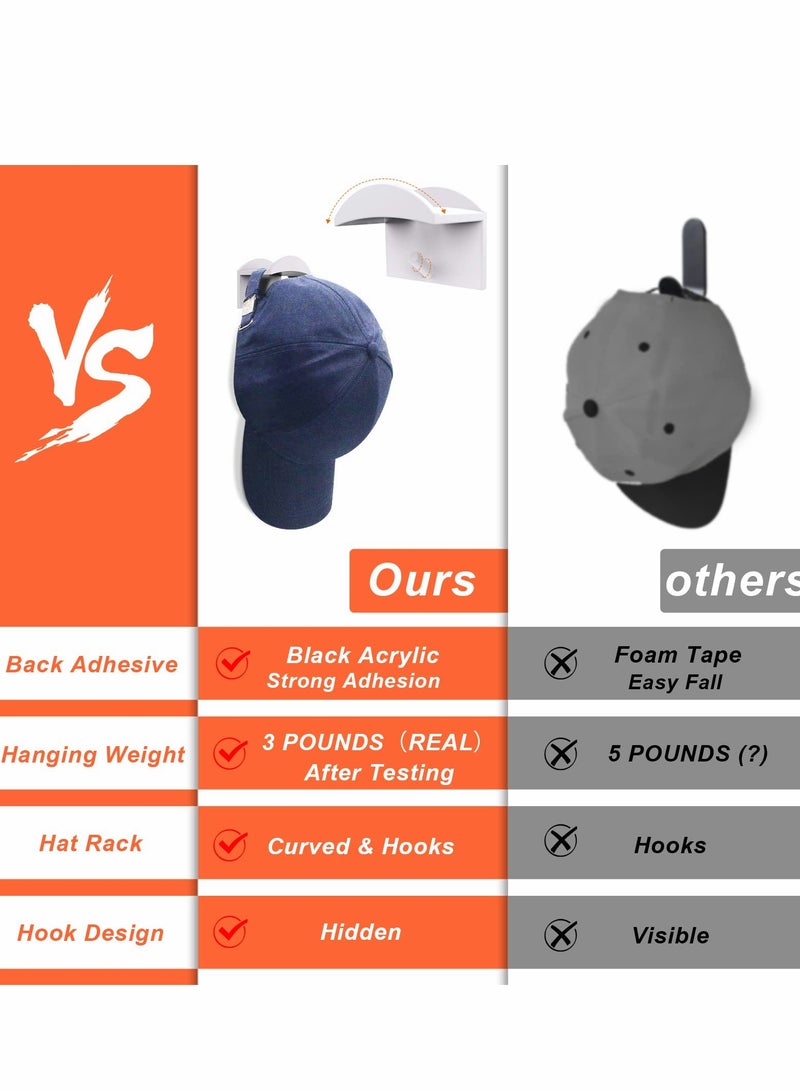 10Pcs Wall-Mounted Hat Hooks - Adhesive Cap Organizer for Baseball, Cowboy & More - Stylish Black Display Racks for Closet & Entryway - Image 2