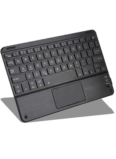10 Inch Portable Wireless Bluetooth Keyboard with Touchpad Multi Function Media Keys Gaming Office Keypad for Smartphone Desktop Computer Tablet Laptop