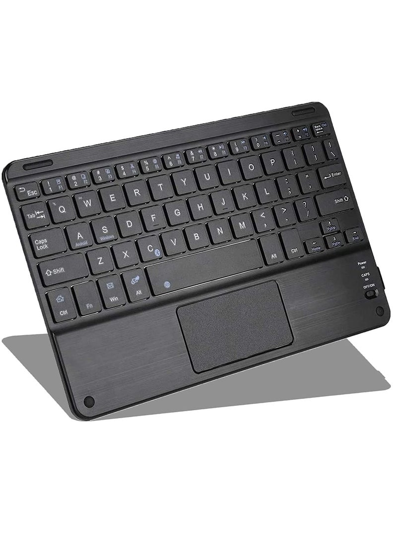 10 Inch Portable Wireless Bluetooth Keyboard with Touchpad Multi Function Media Keys Gaming Office Keypad for Smartphone Desktop Computer Tablet Laptop