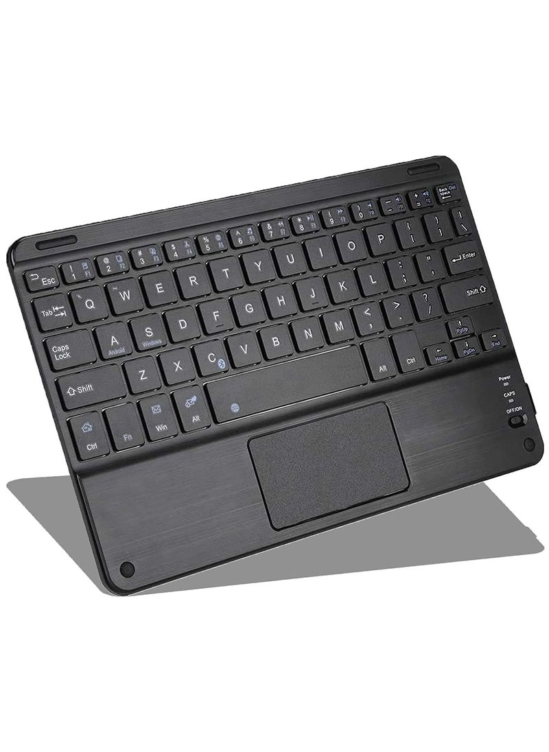 10 Inch Portable Wireless Bluetooth Keyboard with Touchpad Multi Function Media Keys Gaming Office Keypad for Smartphone Desktop Computer Tablet Laptop