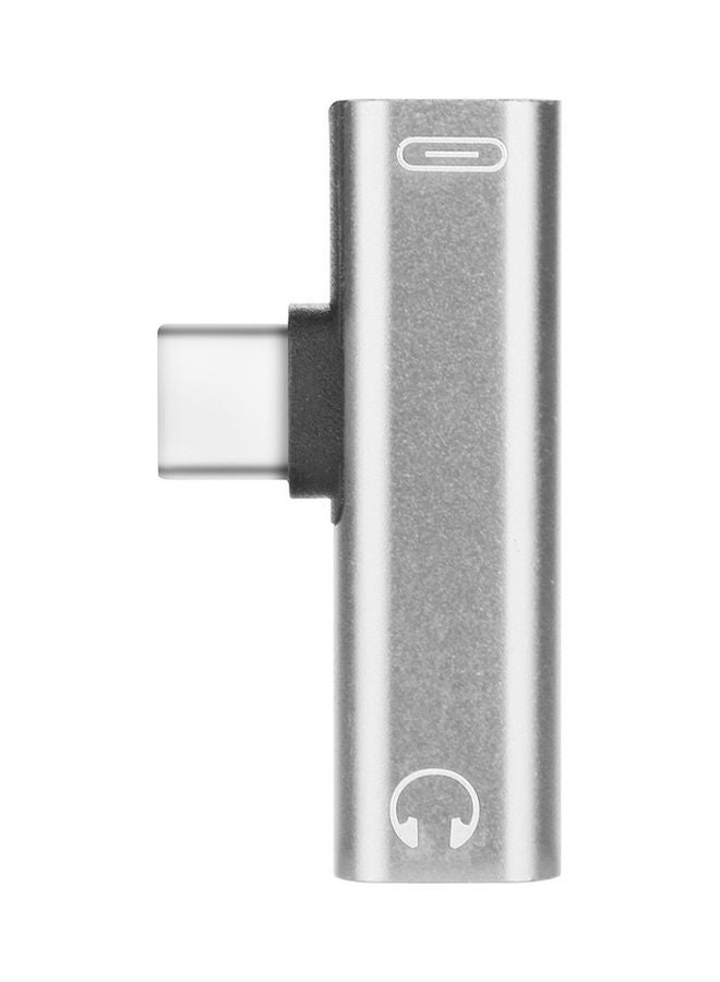 Portable Type C Charge Headphones Adapter for MIUI Huawei Silver
