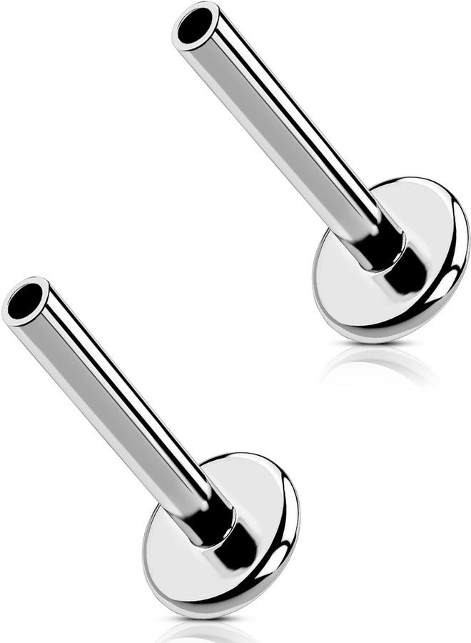 MS CUTE G23 Titanium Flat Back Post (Post Only), Threadless Push Pin & Internally Threaded, 16G/18G/20G, 4.5-14mm, Silver/Gold/Black, Round/Heart/Star/Flower Base for Nose, Helix, Tragus, 2pcs, 16g - Image 1
