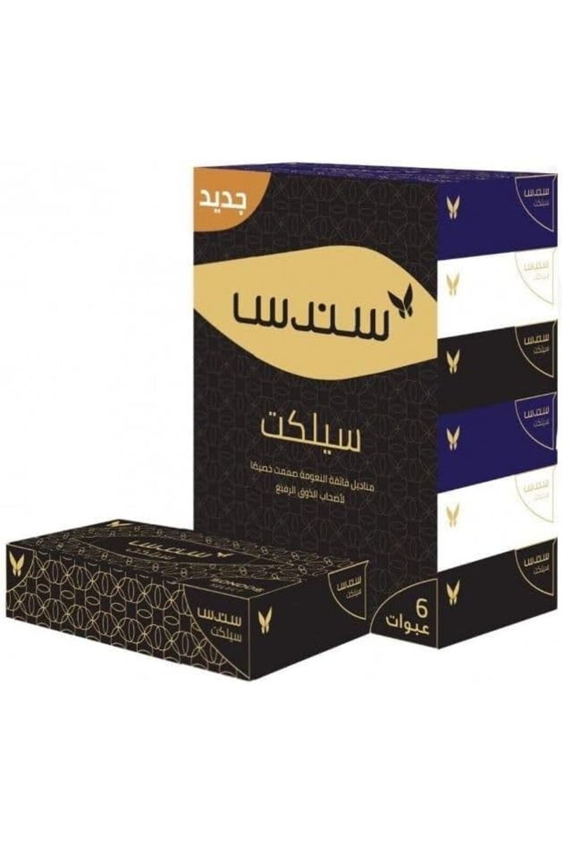 عبوة مناديل الوجه المختارة، ٦ مناديل | ٨٦ ورقة في العبوة | طبقتان مناديل فائقة النعومة والامتصاص