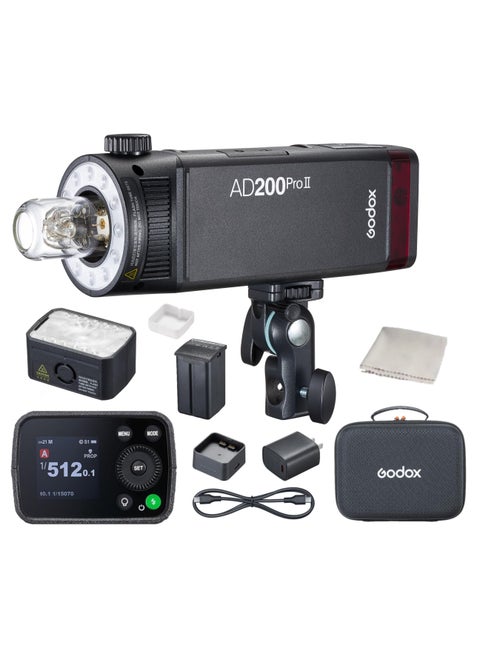 Godox AD200Pro II TTL Pocket Flash – Wireless Portable Godox Flash for Canon Nikon Sony Fuji Olympus – High Speed Camera Flash Light for Photography with Godox Trigger and Godox V1 Support