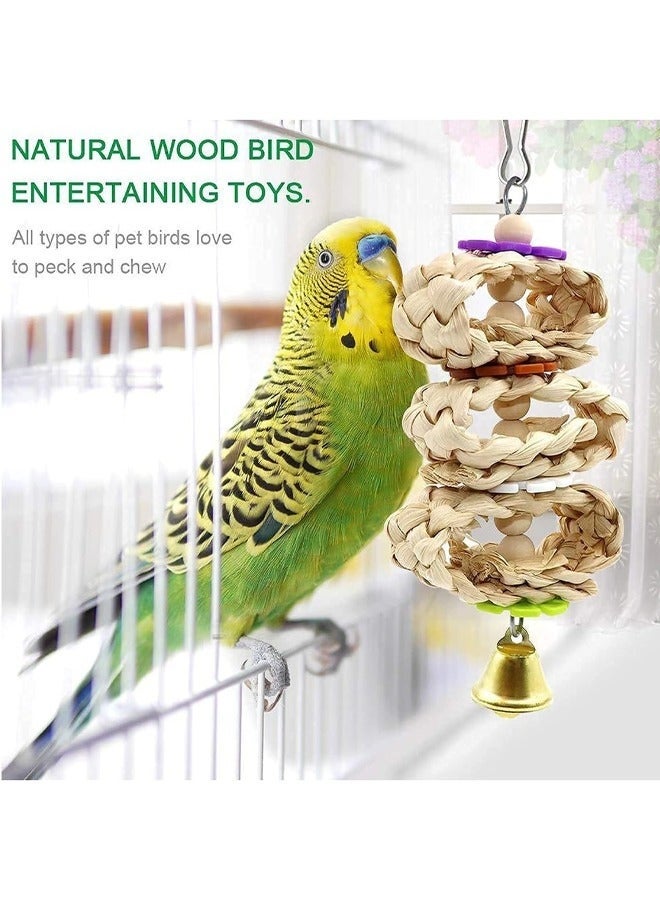 Natural Wood Bird and Parrot Swing Toys Includes Hanging Chew Swing, Climbing Ladder and Bird Cage for Parrot, Parakeet, Conure, Cockatiel, Mynah, Lovebirds and Finches, 9 Pieces - Image 4