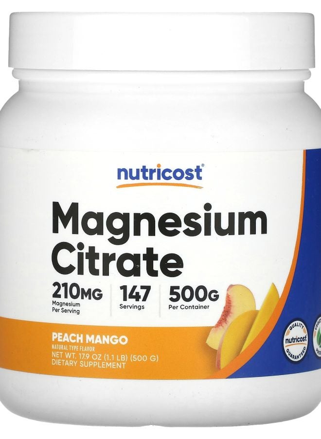 Nutricost Magnesium Citrate Peach Mango 17.9 oz (500 g)