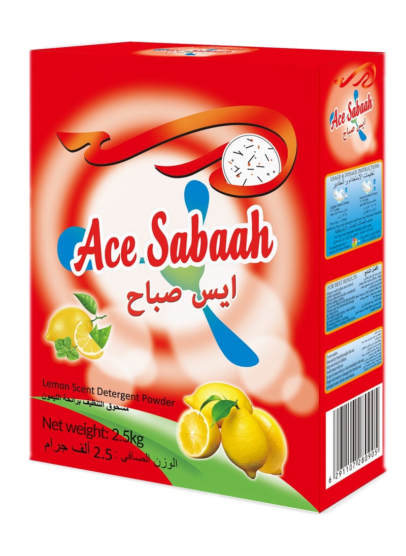 Ace Sabaah - Ace Sabaah Lemon Scent Laundry Detergent Powder, Original, Stain-free Clean, Washing Powder, 2.5Kg, Pack of 1 - Image 1