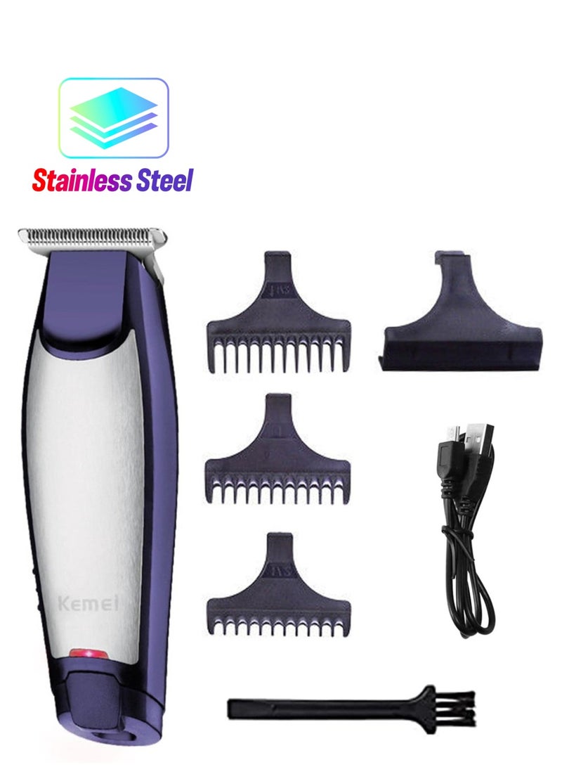Men's Self-Cut Hair Trimmer Waterproof Cordless Rechargeable Hair Cutting Clippers Groomer with Stainless Steel - Image 1