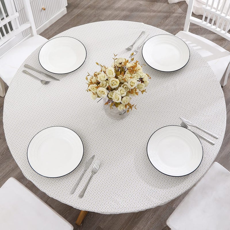 Walrus Round Vinyl Fitted Tablecloth with Flannel Backing Elastic Edge Design Table Cover Waterproof OilProof PVC Table Cloth StainResistant Best for 4556 Round
