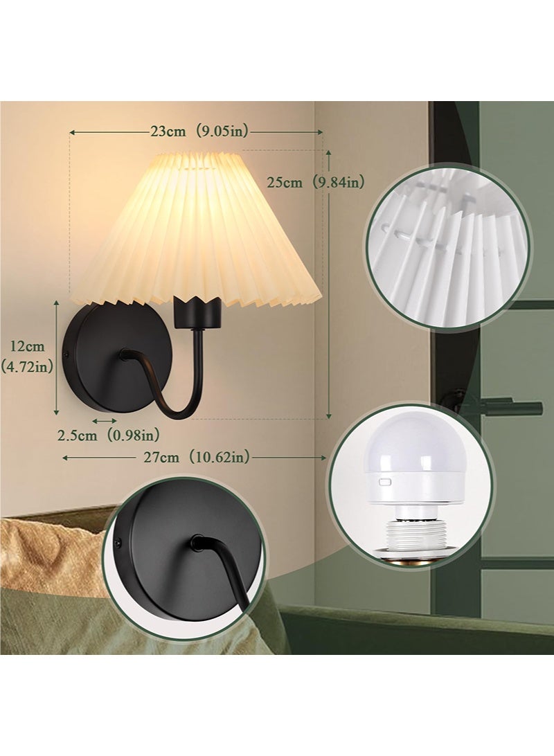 WALALLA Wall Sconces Sets of 2 RGB Battery Operated Wall Sconces for Bedroom Dresser Classic Black Wall Lamp with Remote for Living Room Bathroom Dining Room Corridor Staircase (2 Bulbs Included) - Image 2