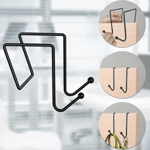 HiGift 4 Pack Cubicle Double Coat Hooks for 2 Inch Width Cubicle Panel Partition Wall, Cubicle Panel Metal Hooks for Hanging Clothes, Bags, Purses, Keys, Umbrellas, Color Black - Image 3