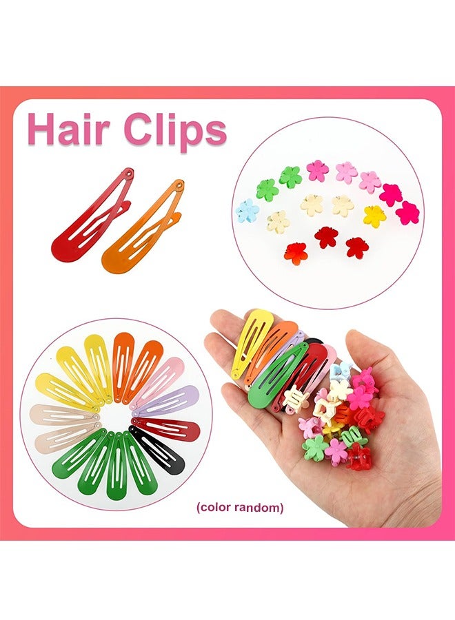 780Pcs Girls Hair Accessories Set, Assorted Colors Hair Tie Set for Girls, Scrunchies, Elastic Hair Bands, Snap Clip, Hair Clips, Mini Flower Hair Claws for Women Girls (Color Random) - Image 5