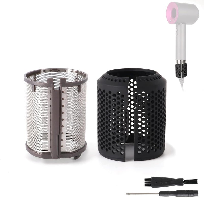 Hair Dryer Inner Filter  Outer Filter Cage Replacement for Dyson HD01 HD03 HD08 Models Black