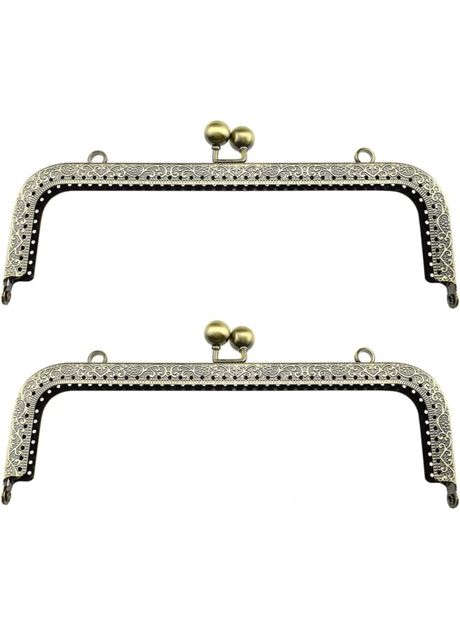 Purse Square Bag Kiss Clasp Frame Lock 20cm Diameter Rectangle Clutch Metal Vintage Latch Clip Smooth Open Close Sturdy No Scratch Loose Gap for DIY Crochet Fabric Coin Leather Bag 2pcs Bronze - Image 1
