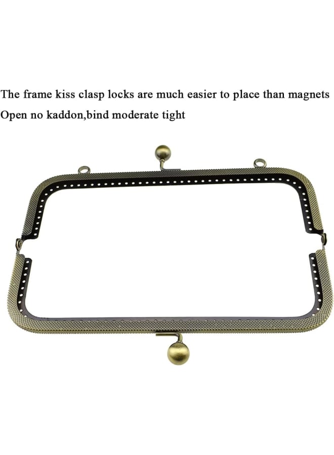 Purse Square Bag Kiss Clasp Frame Lock 20cm Diameter Rectangle Clutch Metal Vintage Latch Clip Smooth Open Close Sturdy No Scratch Loose Gap for DIY Crochet Fabric Coin Leather Bag 2pcs Bronze - Image 4