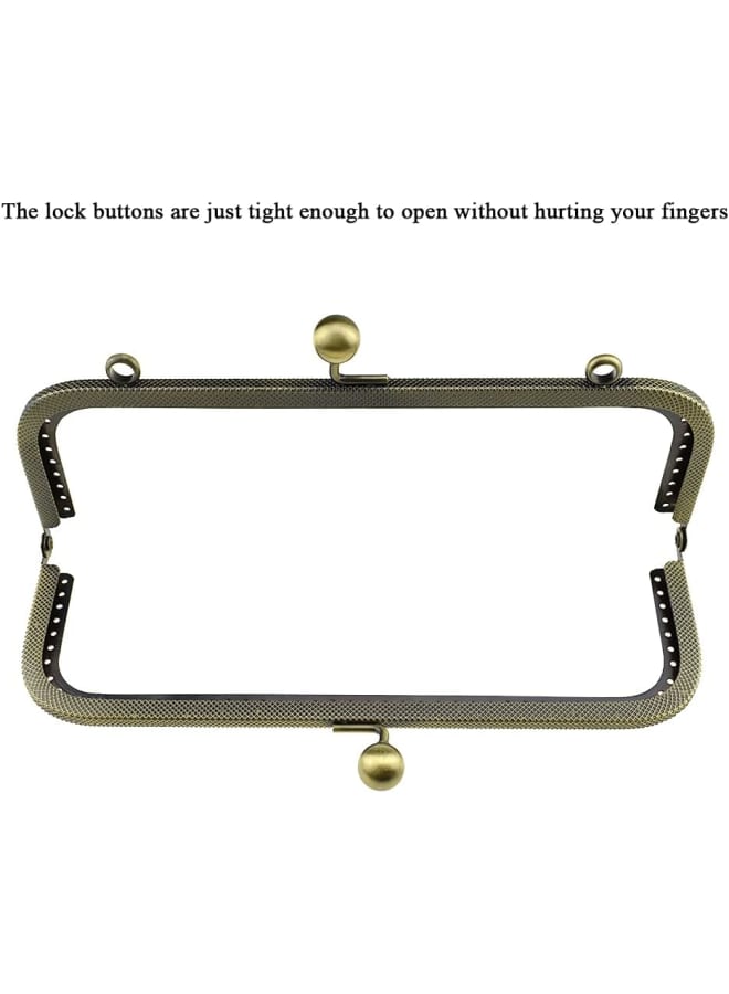 Purse Square Bag Kiss Clasp Frame Lock 20cm Diameter Rectangle Clutch Metal Vintage Latch Clip Smooth Open Close Sturdy No Scratch Loose Gap for DIY Crochet Fabric Coin Leather Bag 2pcs Bronze - Image 3