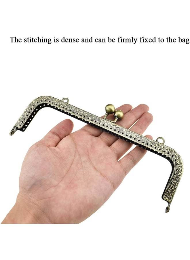 Purse Square Bag Kiss Clasp Frame Lock 20cm Diameter Rectangle Clutch Metal Vintage Latch Clip Smooth Open Close Sturdy No Scratch Loose Gap for DIY Crochet Fabric Coin Leather Bag 2pcs Bronze - Image 5
