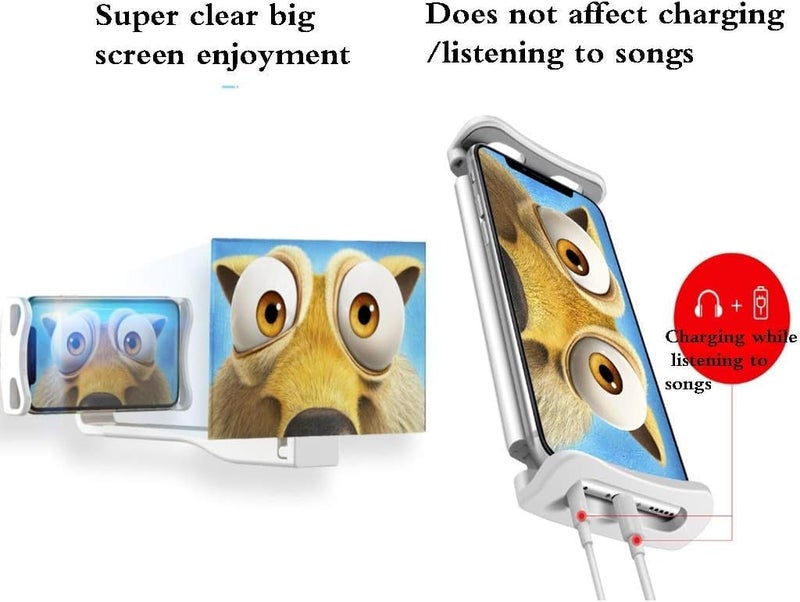 Portable Phone Screen Amplifier Flexible Phone Holder with HD Screen Magnifier 4-6X Magnification Suitable for Movies, Videos, Games (White) - Image 5