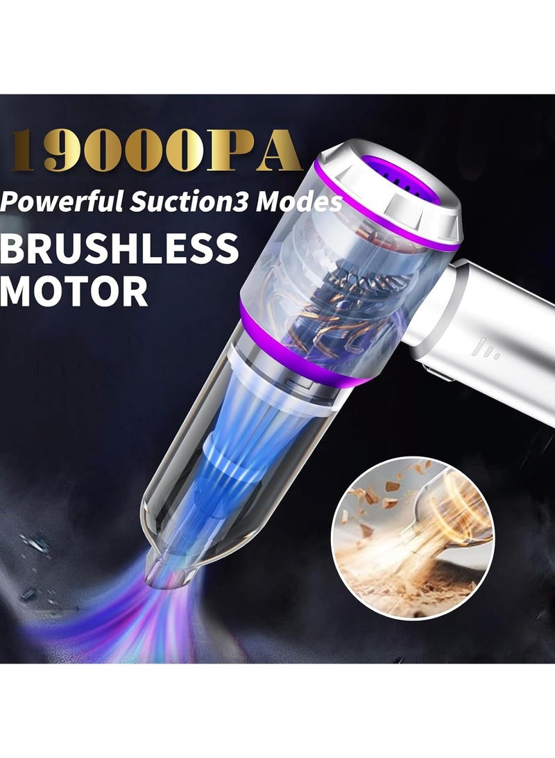 Handheld Car Vacuum Cleaner Cordless，19000PA High Power Car Vacuum Cleaner and Air Duster, 3-in-1 Portable Mini Car Vacuum Cleaner, 120W High Power Hand Held Vacuum for Car, Home, Office, Pet - Image 2