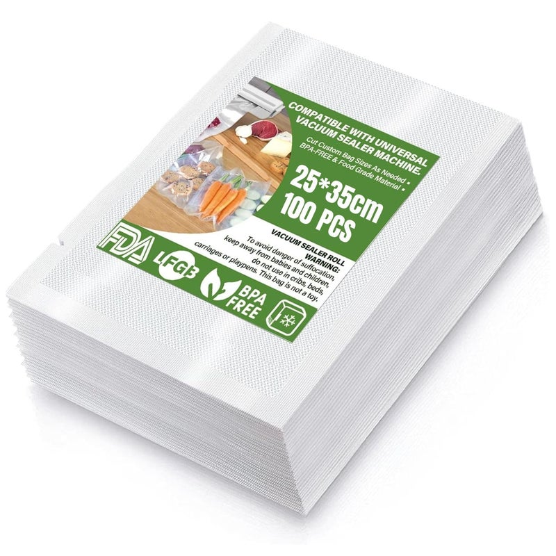 GBEX 100 Professional Vacuum Sealer Bags 25 x 35 cm for All Vacuum Sealer Food Sealer Bags Structured Bags Vacuum Safe Freezer Bags BPA Free Transparent 25 x 35cm - Image 1