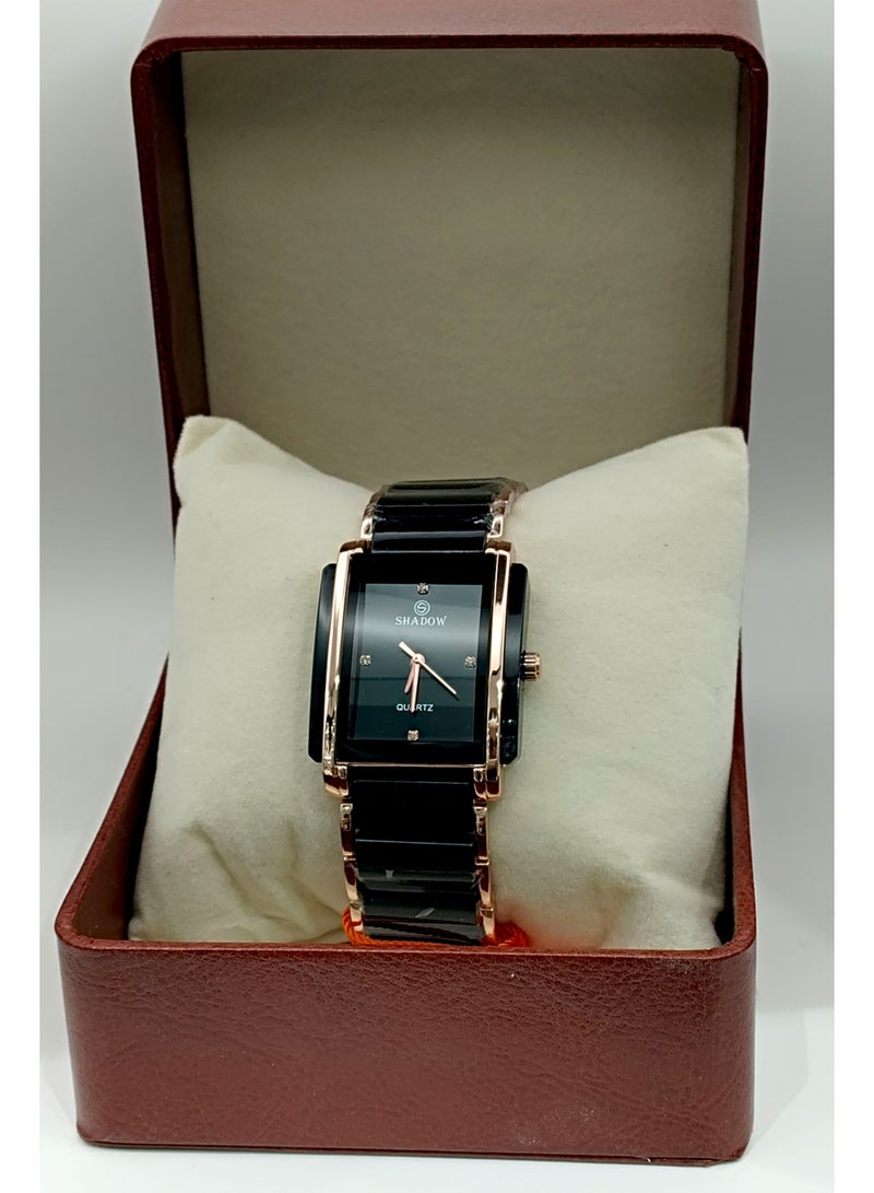 شادو ساعات زوجية شادو فاخرة - طقم أنيق بتصميم مستطيل ولون ثنائي - Image 3