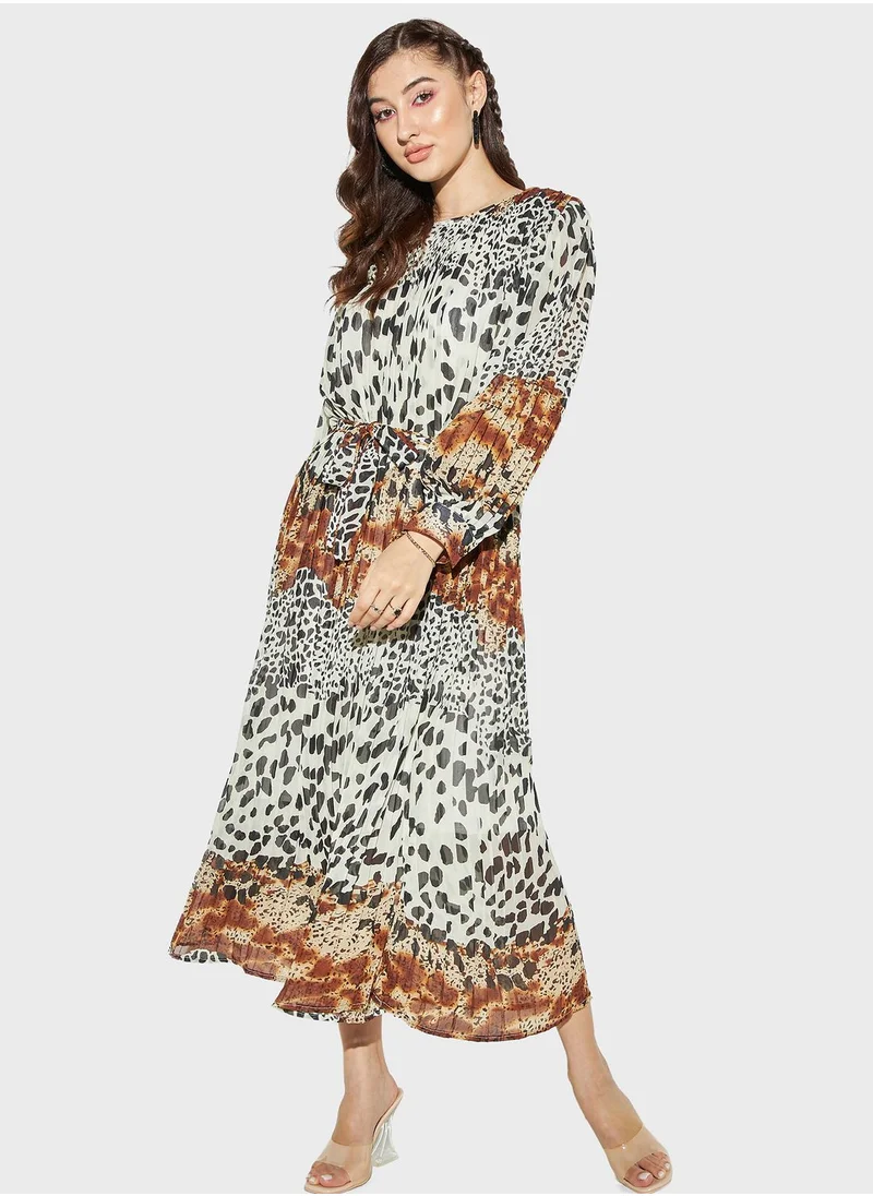 2Xtremz Puff Sleeve Tie Detailed Dress