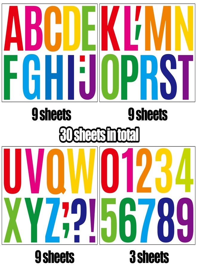 Bemeol 30 Sheets Large Letter Sickers 4 inch Vinyl Letter Alphabet Number Stickers for Bulletin Board Classroom Mailbox Home Decor(Colorful) - Image 3