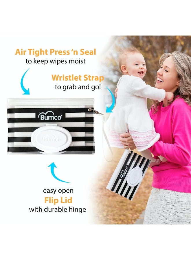 Baby Bum Brush BUMCO Airtight Wipes Dispenser, Keeps Wet, Reusable Refillable Pouch, Diaper Bag Organizer for Travel, Carrying Clutch, Unique Baby Gift for Girl Boy [Gold] - Image 2